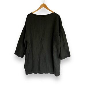 LLOYD Simple Elegant Black 100% Linen long Shirt Top OS Fits Many (see Measure)